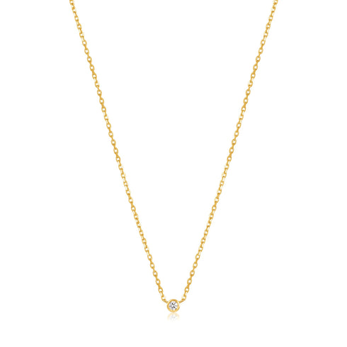 14kt Gold Single Natural Diamond Necklace